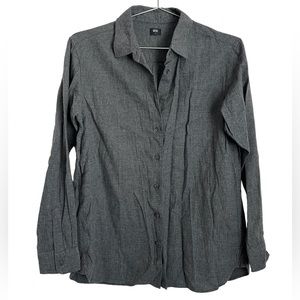 NWOT Uniqlo Dark Gray Button Down Long Sleeve Flannel Shirt Size Medium